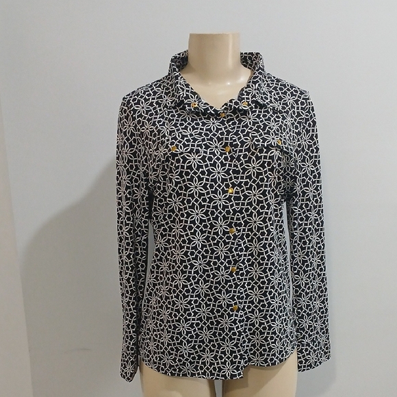 Stylish Black and White Women's Top, By ROMIMONA, New With Tags, Sz M, Stretch - Picture 1 of 7